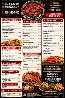 Owner-posted Angie’s menu graphic; prices may not be current