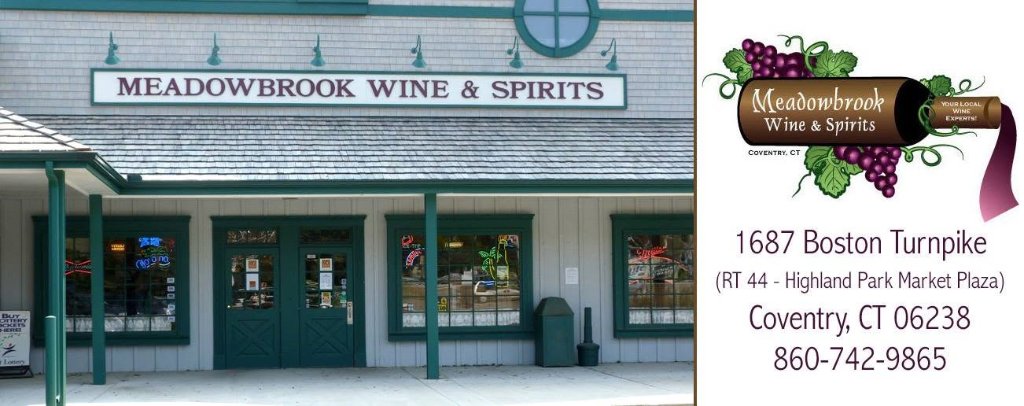 Meadowbrook Wine & Spirits bottle-and-grape logo