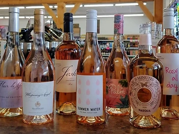 Rosé bottles from a recent Meadowbrook display