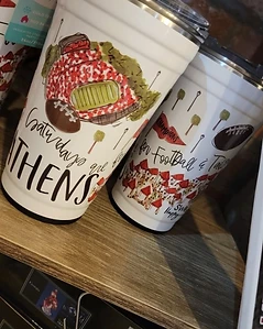 Illustrated football game-day tumblers