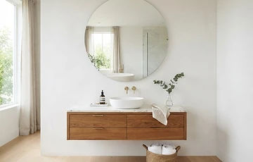 Example of a large wall mirror mounted in a modern room