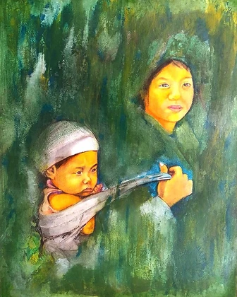 Madre e hijo, acrílico, 2024