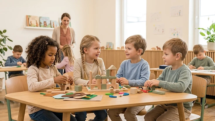Platzhalter: Kind in einer natürlichen Kindergarten- oder Schulsituation