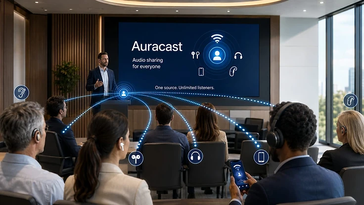 Platzhalter: Auracast in einem Veranstaltungs- oder Konferenzraum