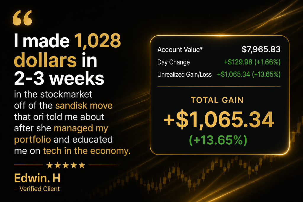 Edwin H verified client testimonial with account value and total gain summary