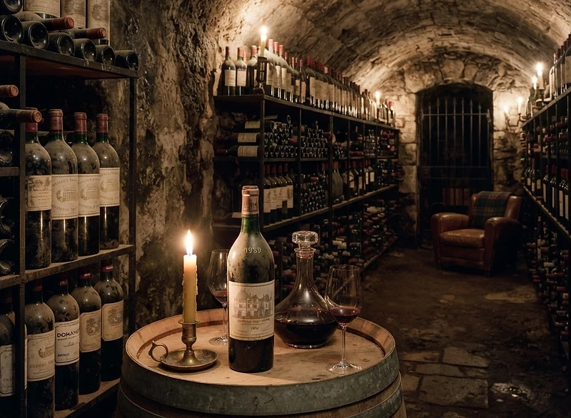 A private wine cellar lit by candlelight