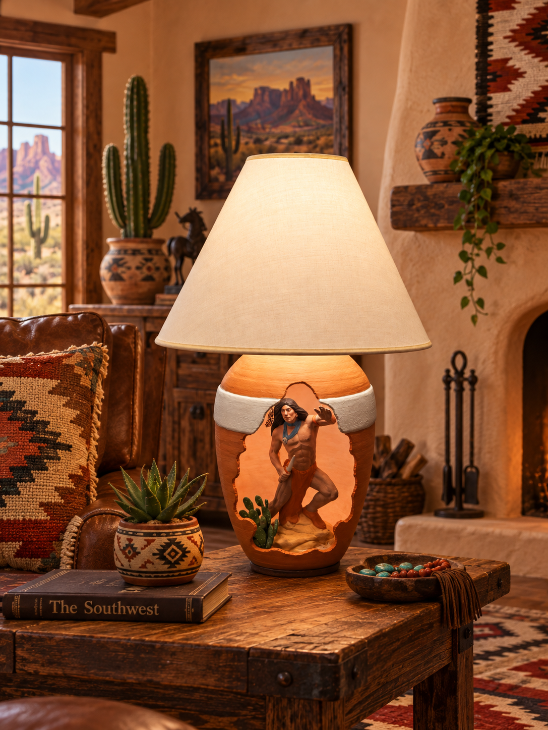 Hand-painted Southwestern Indian table lamps collection