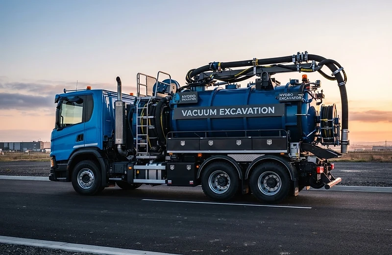 Stroud Plant Hire vacuum excavation truck on a civil work site