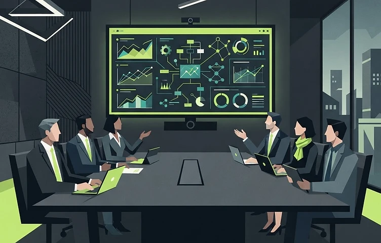 Comité directivo recibiendo capacitación en inteligencia artificial para empresas