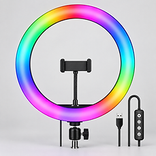 Aro de luz LED RGB de 33 cm con soporte para celular