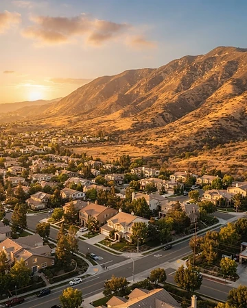 Mountain landscape near a wildfire-prone community