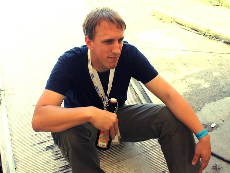 Martin sitting on a metal platform