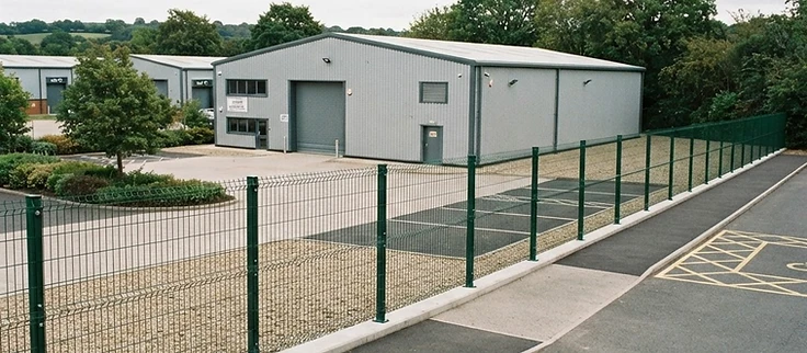 Paladin welded mesh security fencing installed at an industrial unit in Surrey