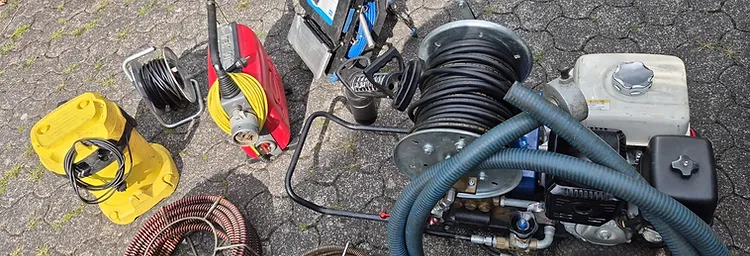 Arbeitsfoto: Rohrkamera-Untersuchung einer Abwasserleitung