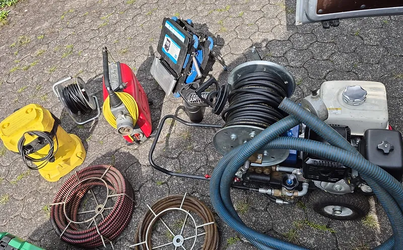 Arbeitsfoto: Rohrkamera-Untersuchung einer Abwasserleitung