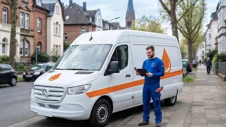 Servicetransporter der Kölner Rohr-Retter im Corporate Design