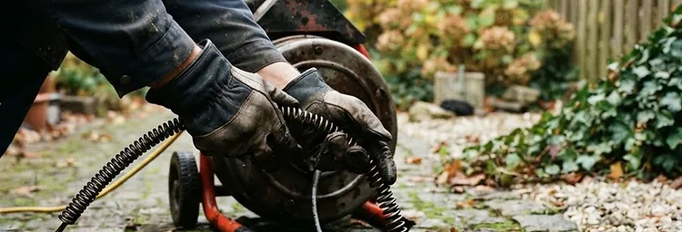 Professionelle Rohrreinigung mit Spirale im Einsatz