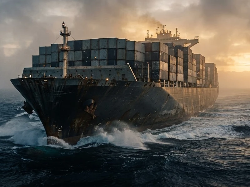 Container vessel at dawn