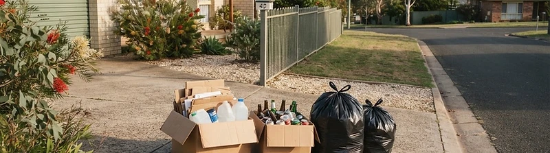 Household rubbish sorted for collection in Albury