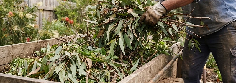 Garden prunings and branches being loaded into a trailer