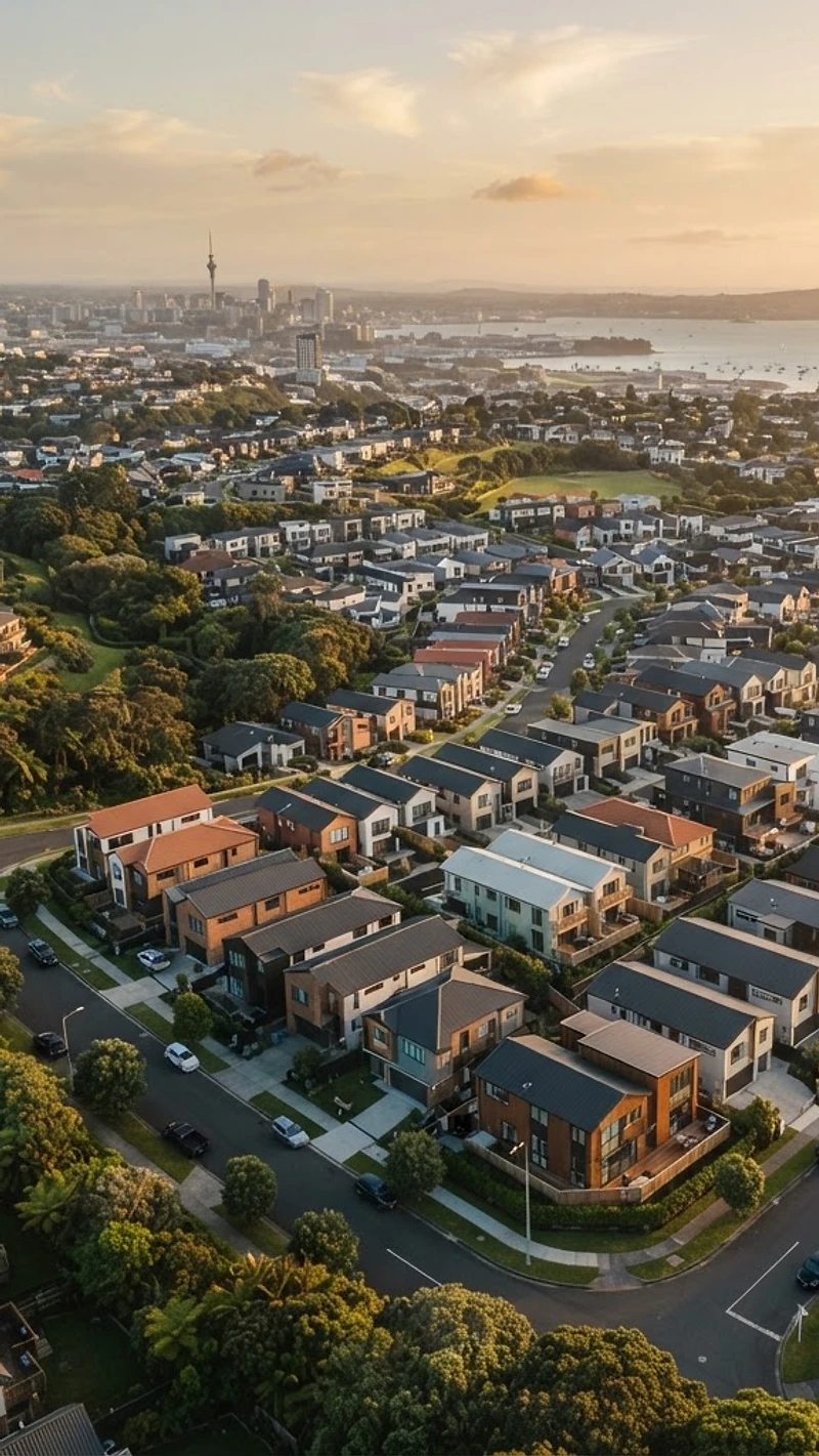 Housing development at golden hour