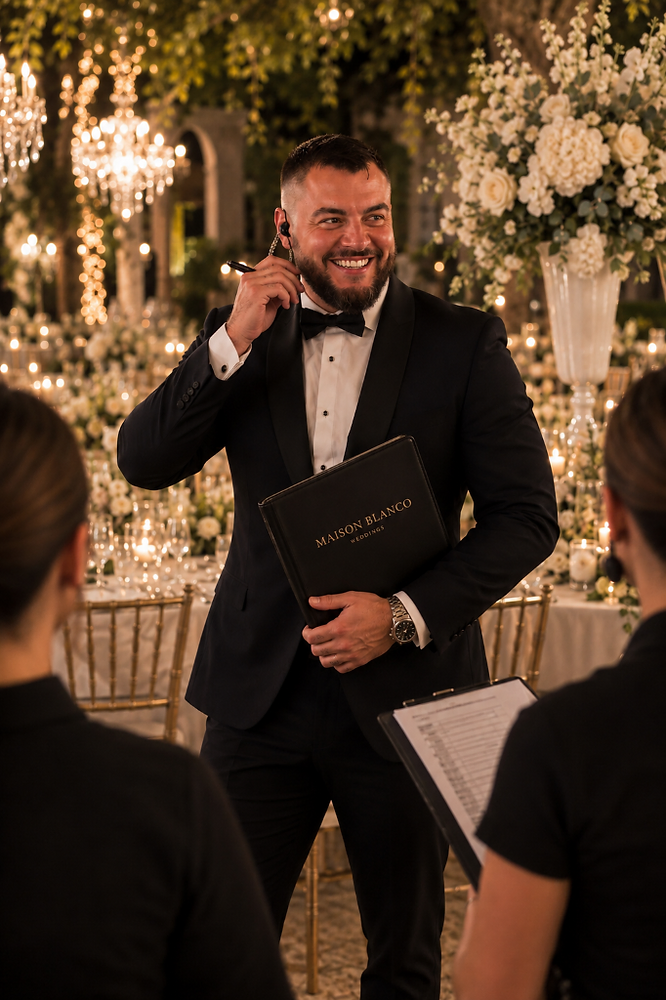 Jorge Blanco, fundador de Maison Blanco, dirigiendo una boda de autor