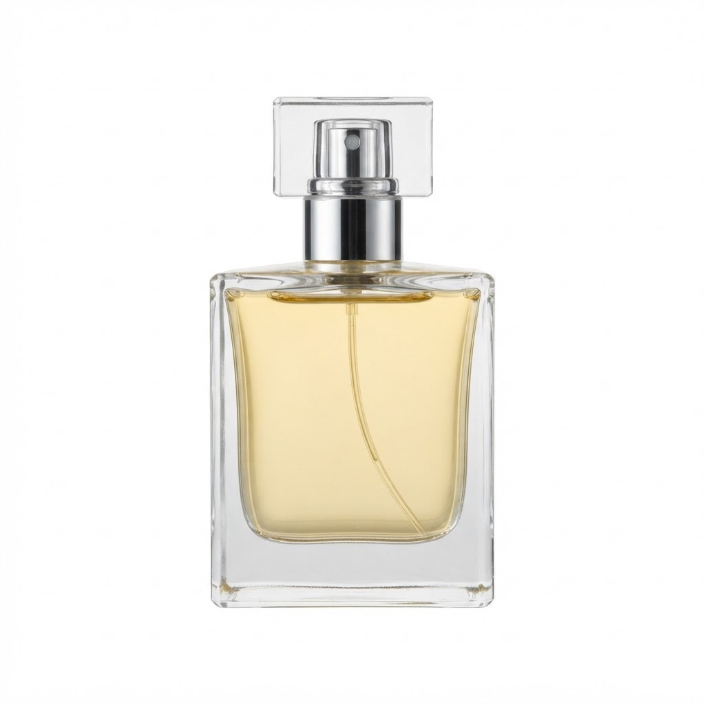 T6650 Square Clear Glass Perfume Bottle with Clear Cap