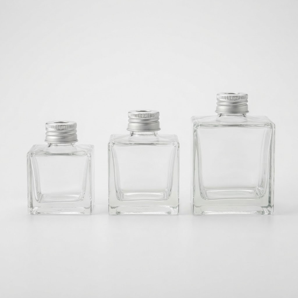 Square Glass Diffuser Bottle Set of 3