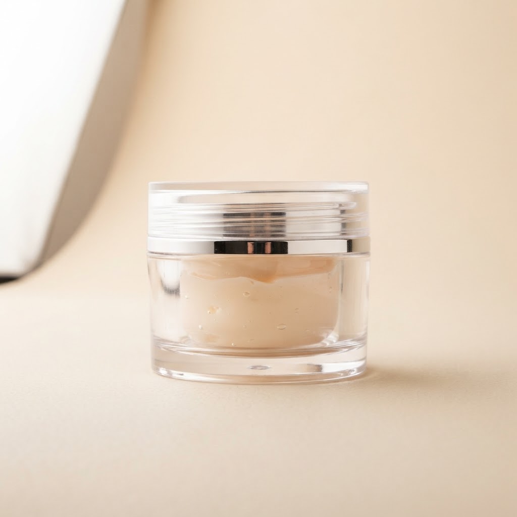 Clear PET Cosmetic Jar with Silver Rim Lid