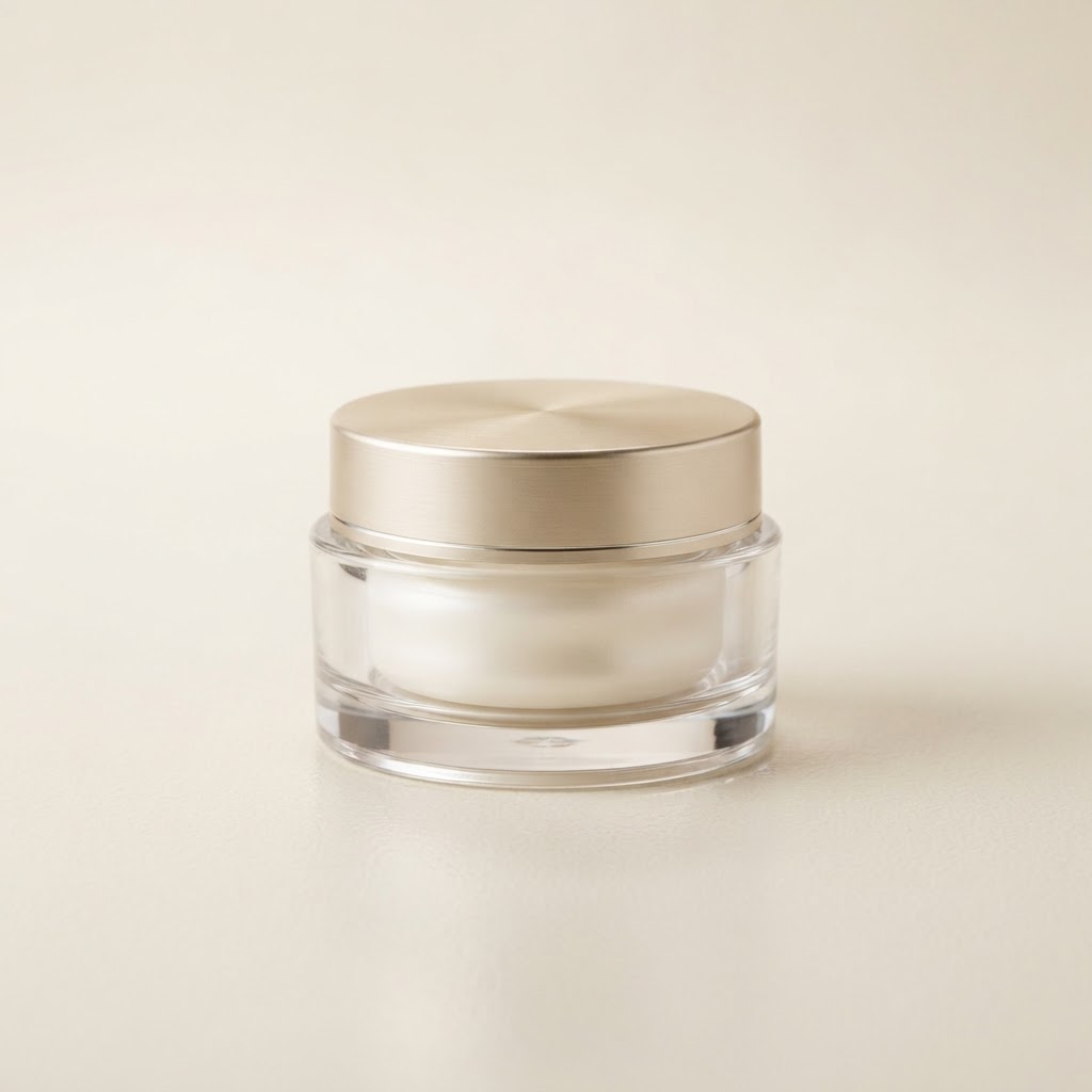 Clear Round PET Cosmetic Jar with Gold Screw Lid