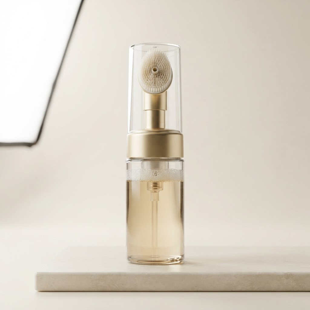 Clear Glass Bottle with Silicone Brush Foam Pump