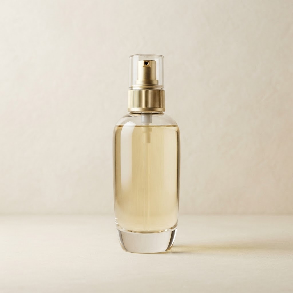 Round Clear PET Pump Bottle with Gold Dispenser and Overcap
