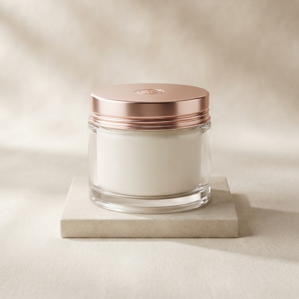 Round Clear Glass Jar with Rose Gold Metal Lid