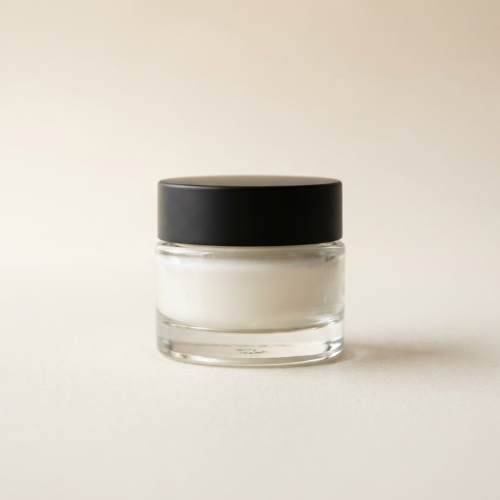 Round Clear Glass Cosmetic Jar with Black Lid