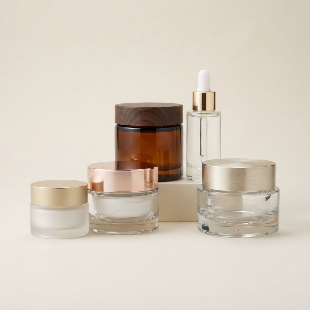 Glass Cosmetic Jar and Dropper Bottle Assortment