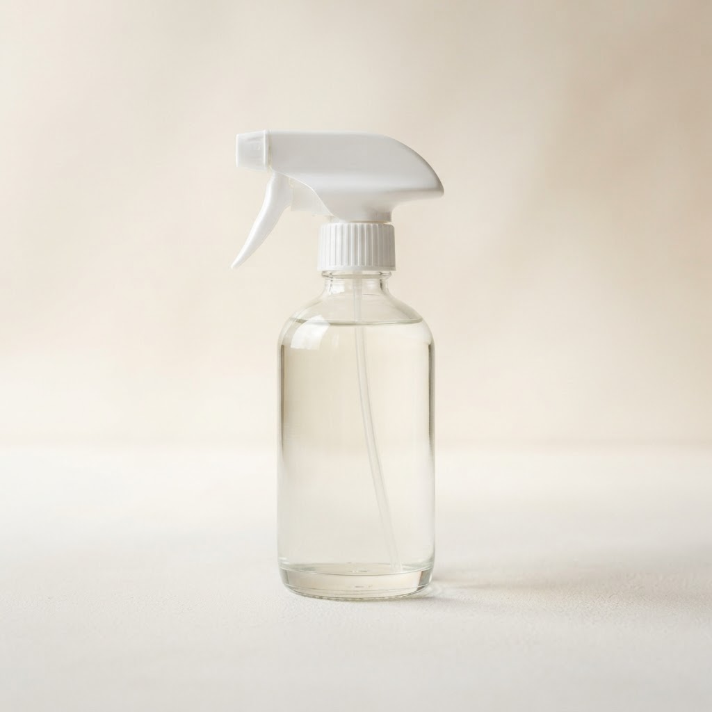Round Glass Bottle with White Trigger Sprayer