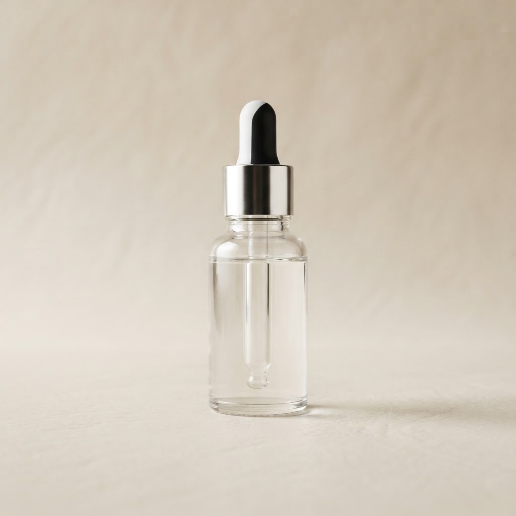 Clear PET Dropper Bottle with Silver and White Pipette