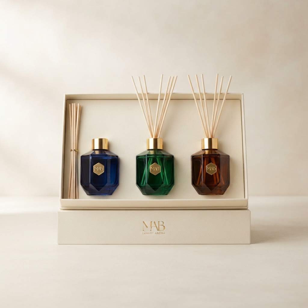 Faceted Glass Reed Diffuser Bottle Set