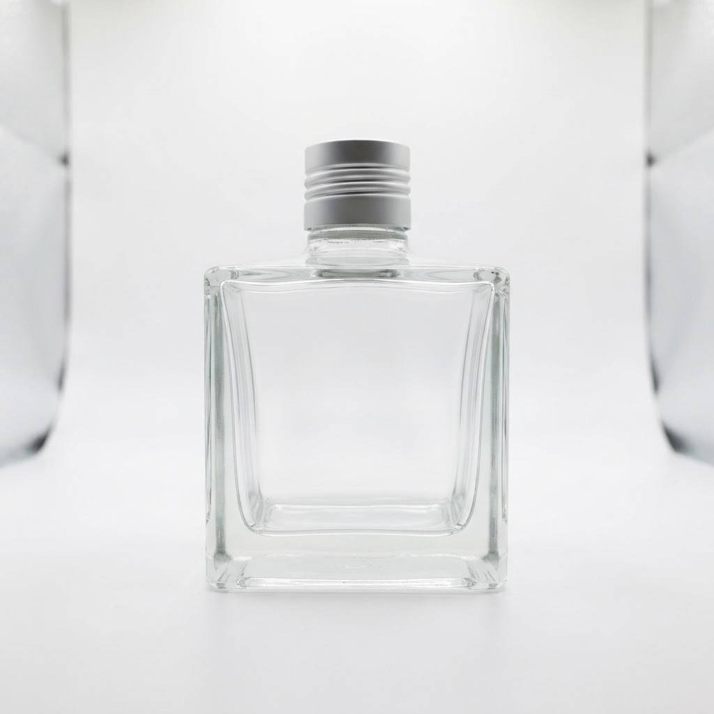 100ml Square Glass Diffuser Bottle with Silver Screw Cap