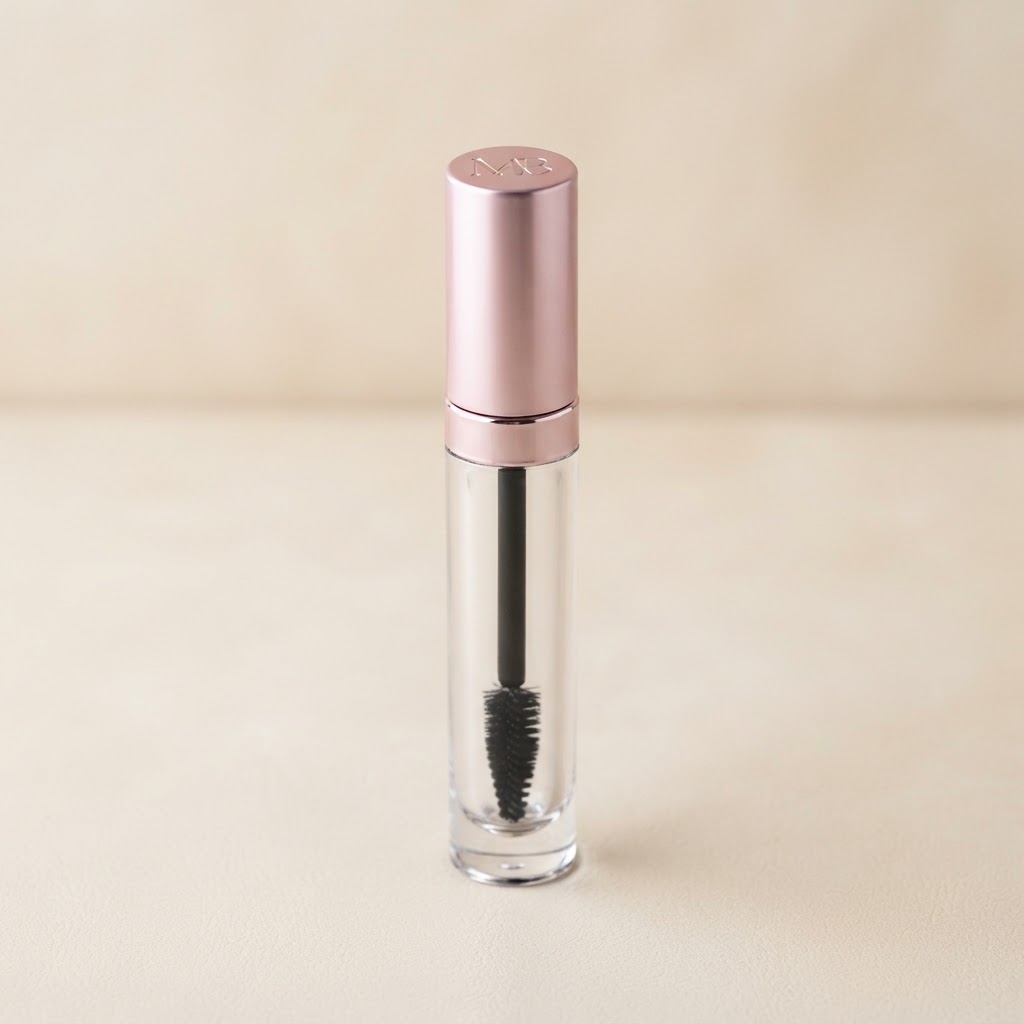 Clear Plastic Mascara Tube with Rose Gold Cap