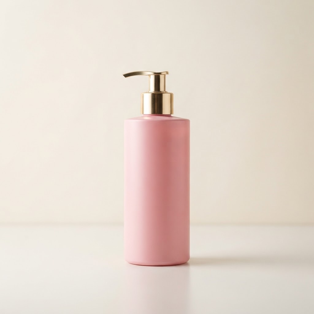 300ml Matte Pink PET Bottle with Gold Lotion Pump
