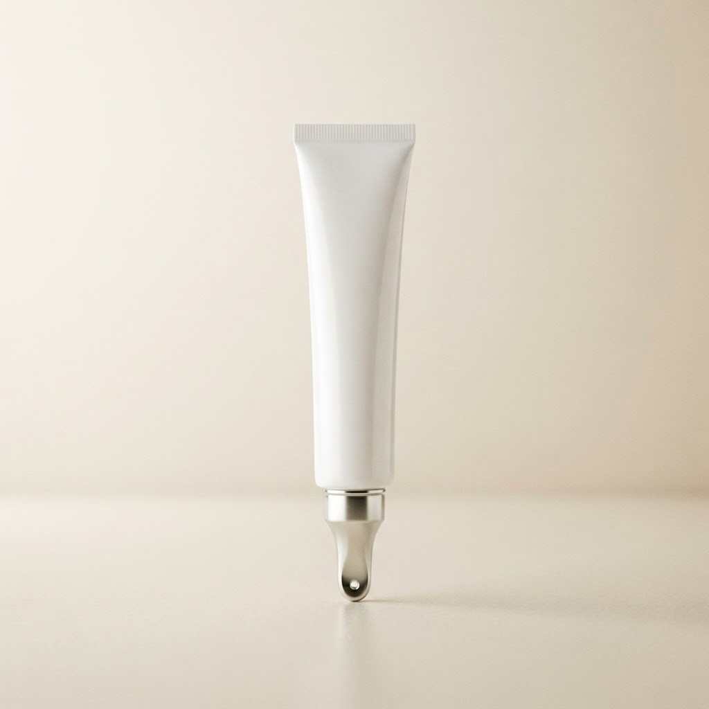 White Squeeze Tube with Silver Metallic Tip