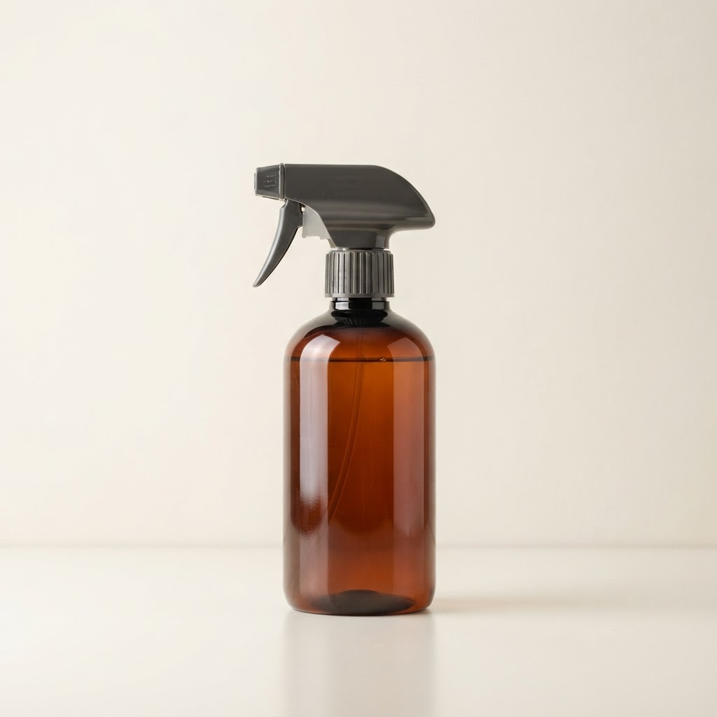 Amber PET Round Bottle with Black Trigger Sprayer