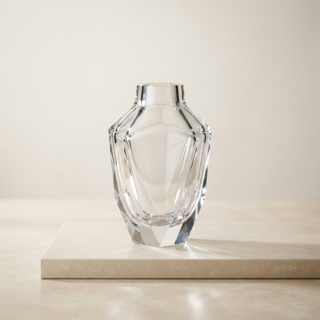 Geometric Faceted Glass Vase