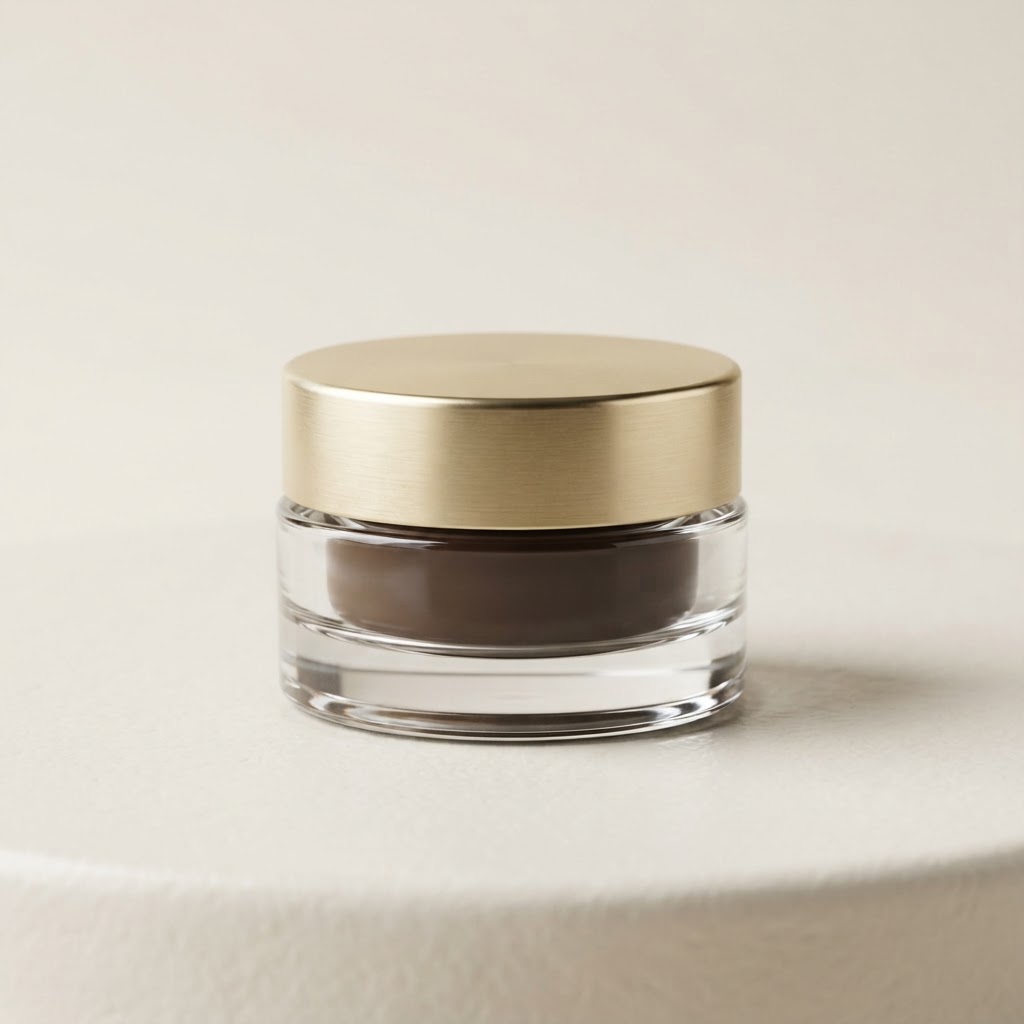 Small Round Clear Glass Cosmetic Jar with Gold Lid