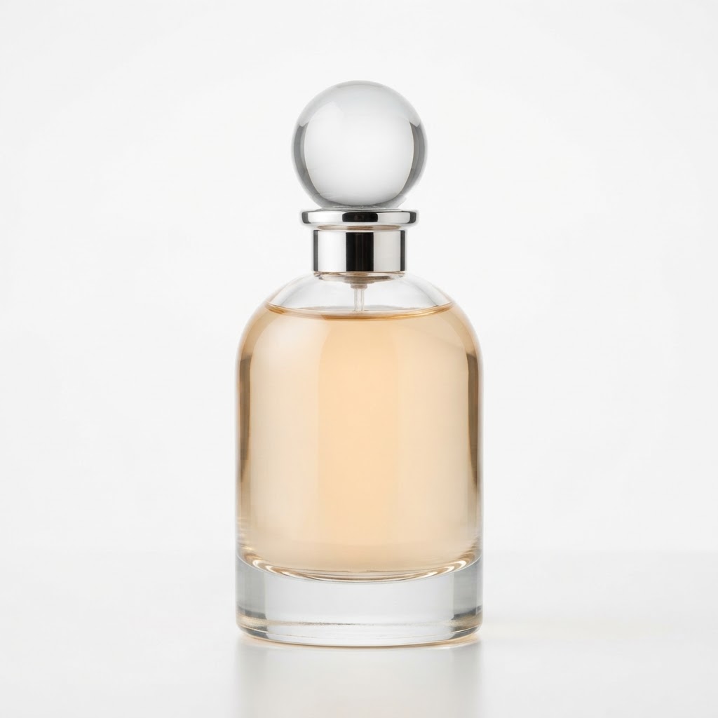 T6649 Round Clear Glass Perfume Bottle with Sphere Cap