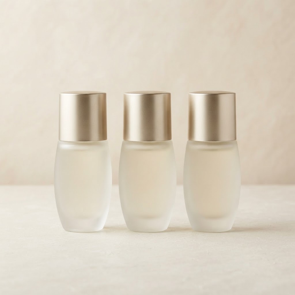 Oval Frosted Glass Roll-on Bottle Set
