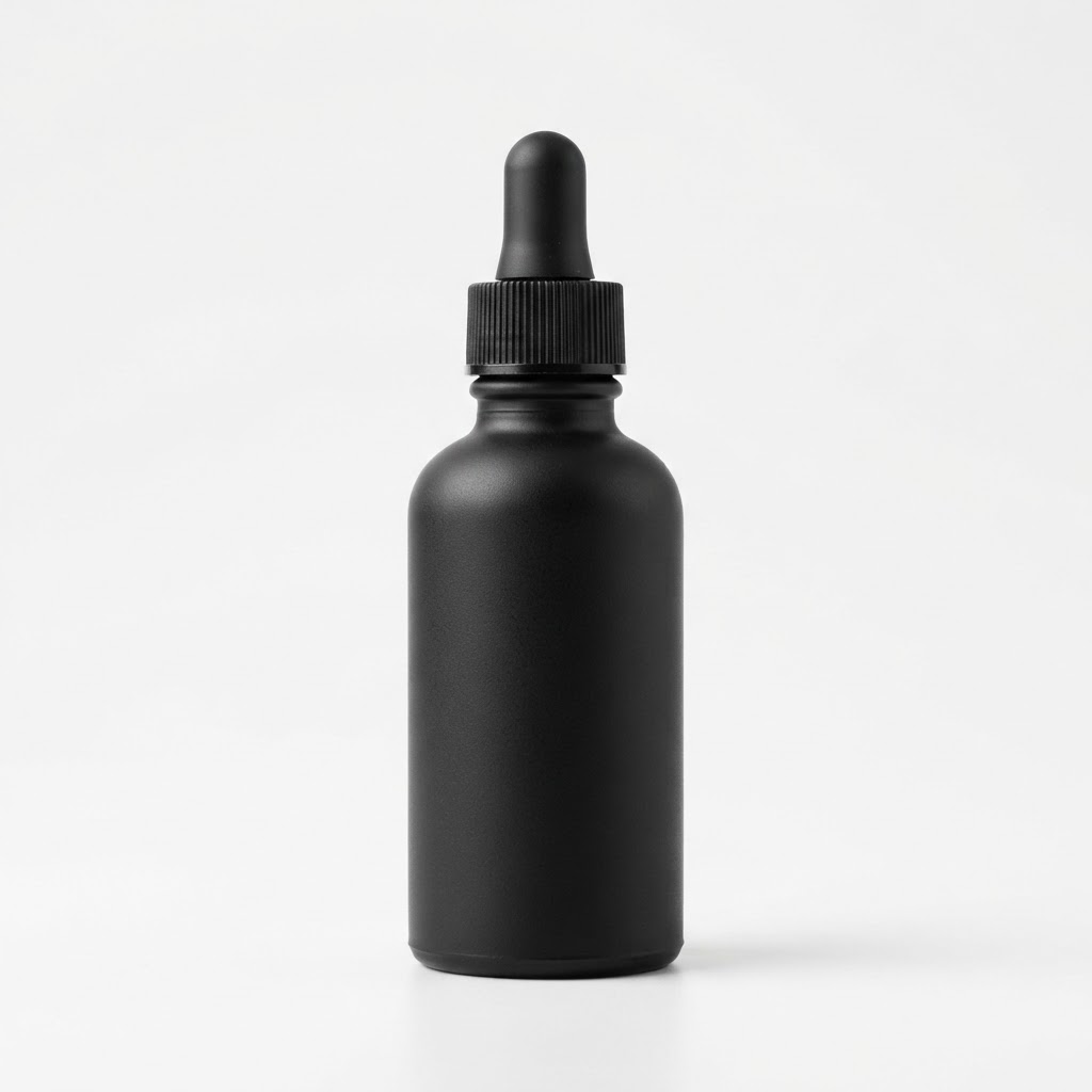 T6624 Matte Black Cylindrical Glass Dropper Bottle