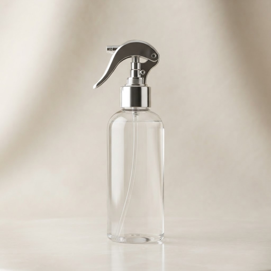 180ml Cylinder Clear PET Bottle with Silver Trigger Sprayer