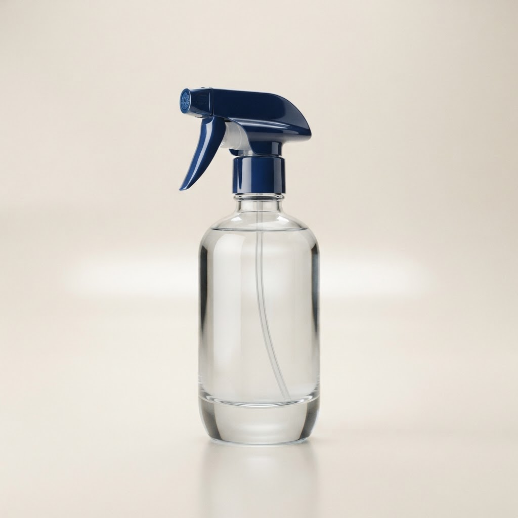 Clear Glass Bottle with Blue Trigger Sprayer